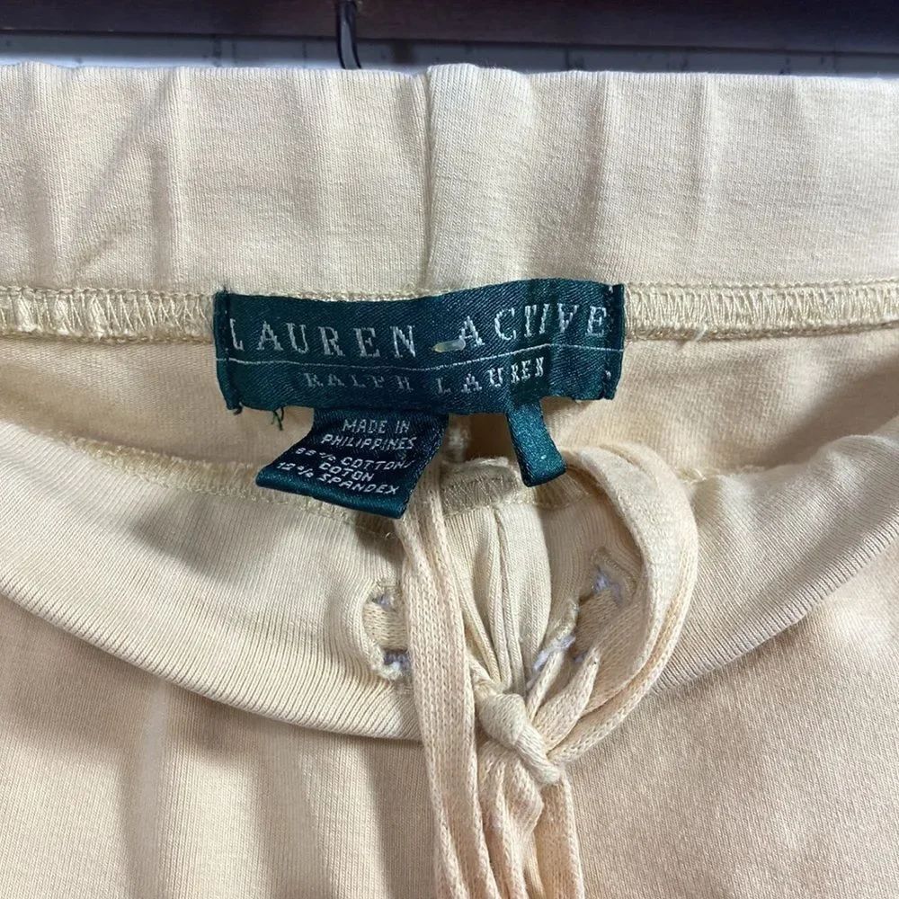 Lauren Active Ralph Lauren Cream Drawstring Capri Pants Size L Athleisure Casual - Picture 11 of 16